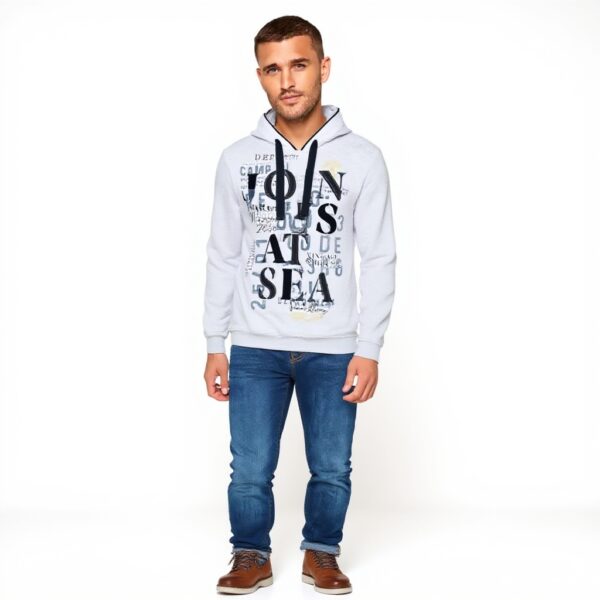 Felpa con cappuccio uomo Camp David morbida etichette avorio