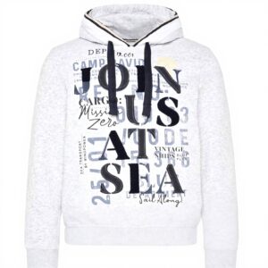 Felpa con cappuccio uomo Camp David morbida etichette avorio