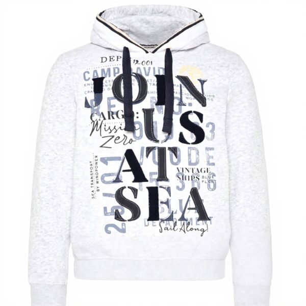 Felpa con cappuccio uomo Camp David morbida etichette avorio