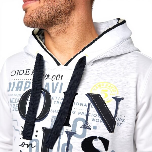 Felpa con cappuccio uomo Camp David morbida etichette avorio