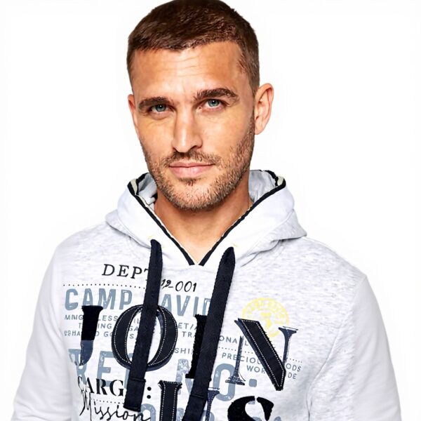 Felpa con cappuccio uomo Camp David morbida etichette avorio