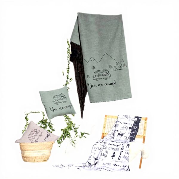 Coperta flanella David Fussenegger Yes we Camp verde 200x140